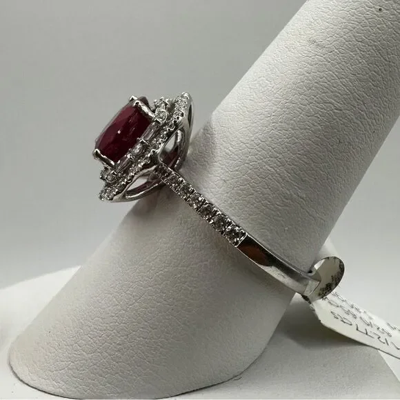 NWT 2.77ct genuine ruby with double halo diamonds in 14k white gold ring! - Picture 14 of 15